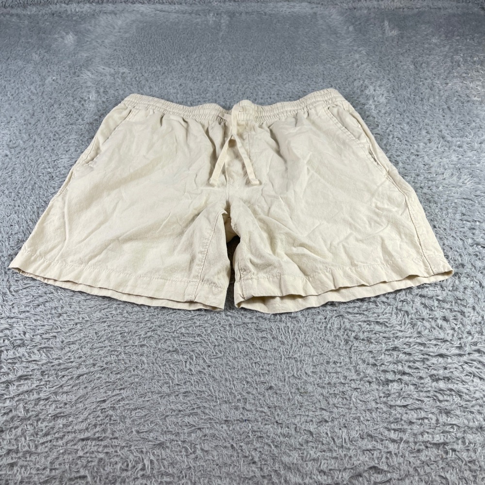 No Boundaries Mens Cream Beige Elastic Waist Drawstring Shorts Size M 32-34